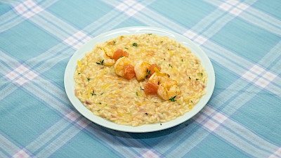 Zitrusrisotto mit Garnelen
