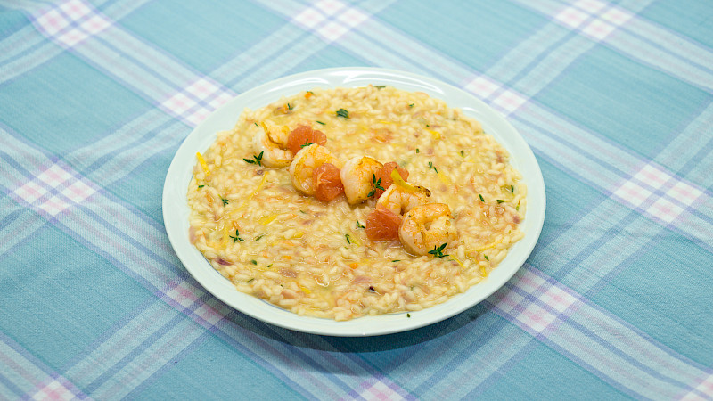 Zitrusrisotto mit Garnelen