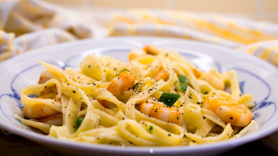 Tagliatelle mit Garnelen