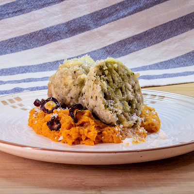 Recipe: South Tyrolean Chard Spinach Dumplings on Carrot Puree